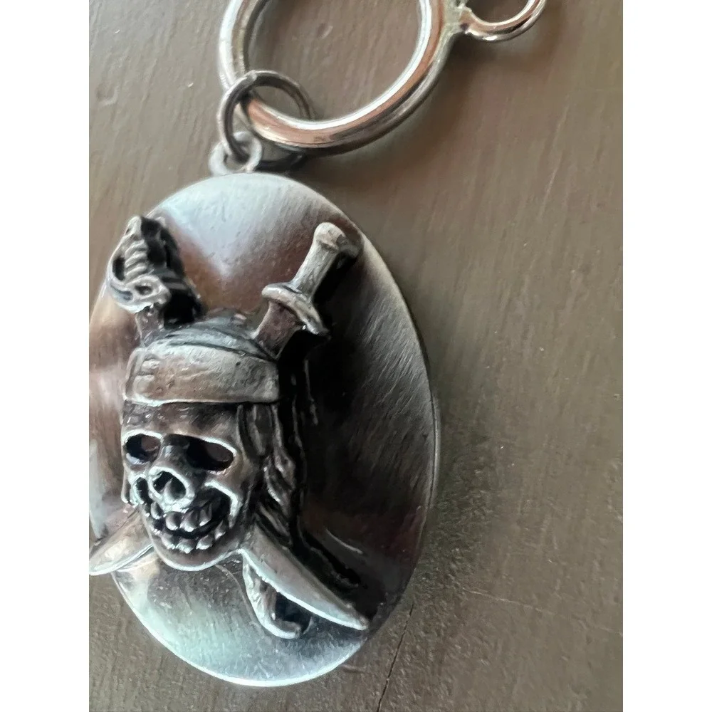 Disney Pirates of the Caribbean Locket Keychain Jack Sparrow Skull Silver Tone
